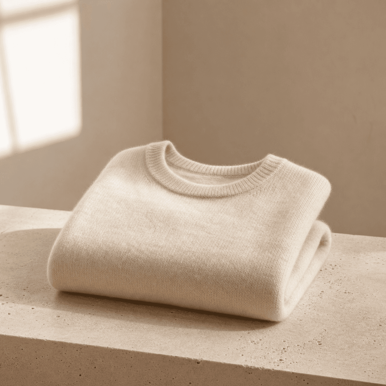Folded cream cashmere sweater