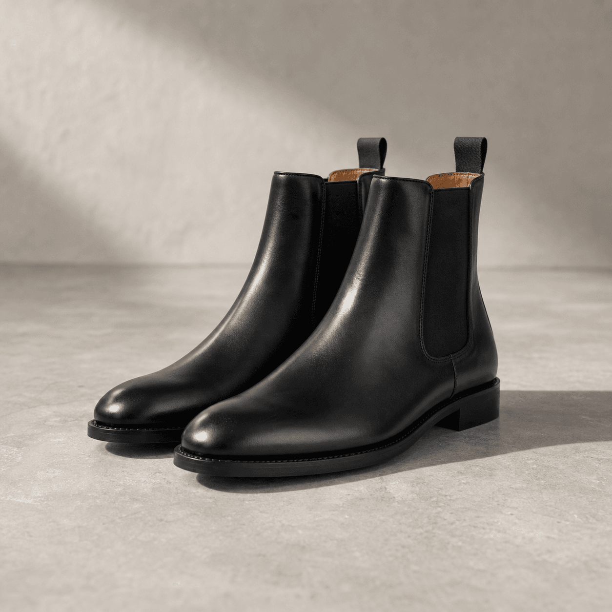 Black leather Chelsea boots